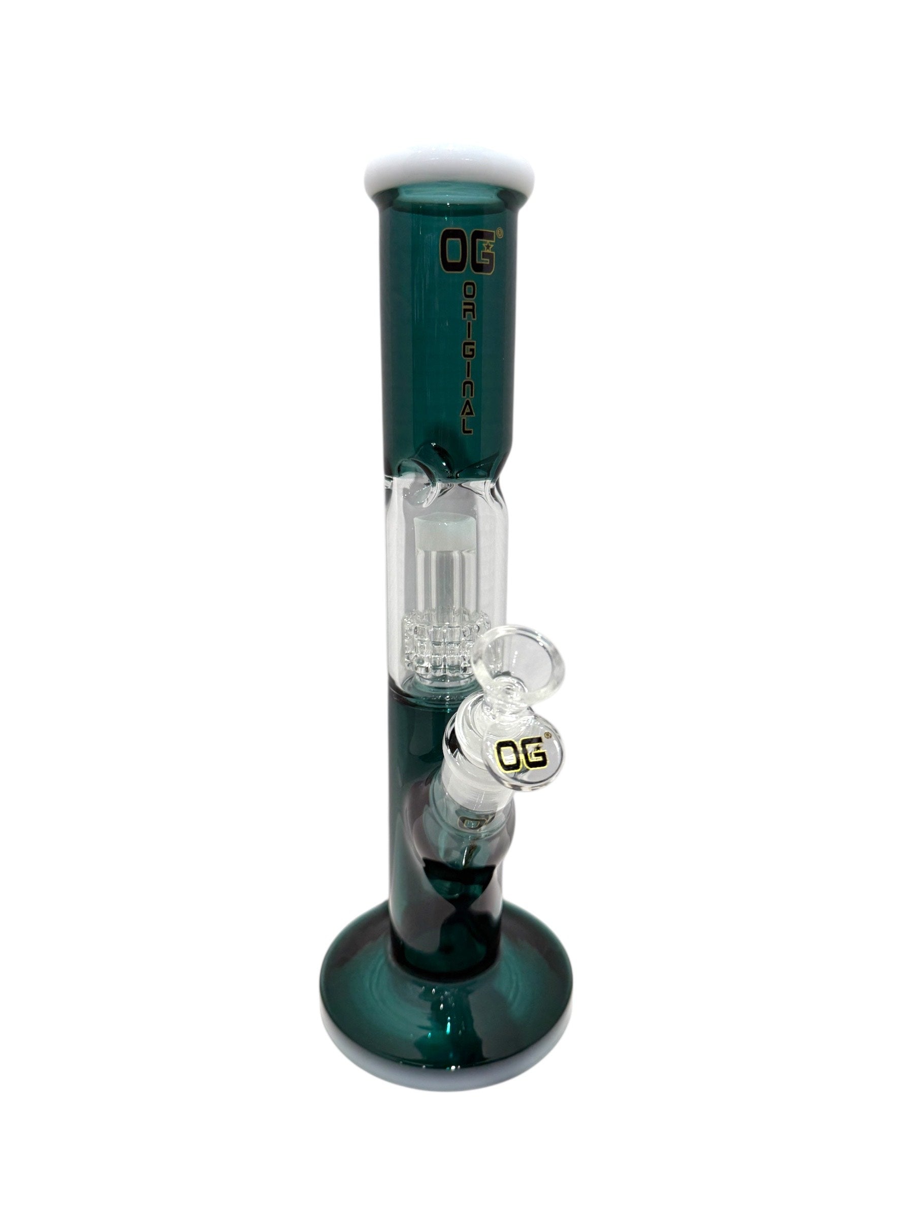 Teal OG 12" Coloured Glass Straight Shooter Bong - Bong - The Wee Smoke Shop
