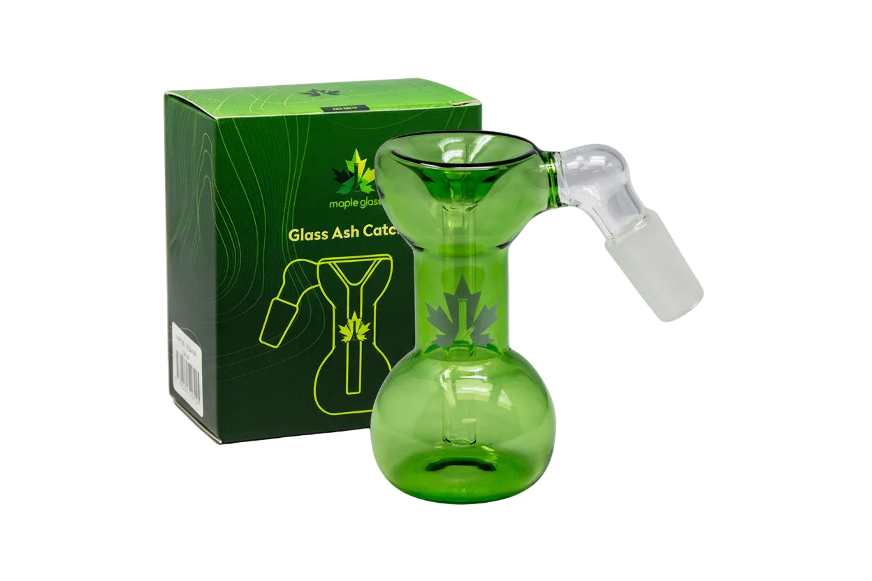 Green - Maple Glass 14mm 45 Degree Ash Catcher - The Wee Smoke Shop