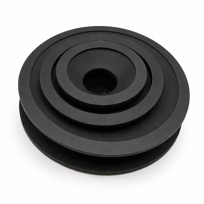 Black rubber bushing on a white background