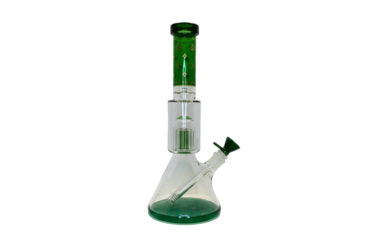 Wheel 14" 7mm Designer Beaker Bong - Green - The Wee Smoke Shop
