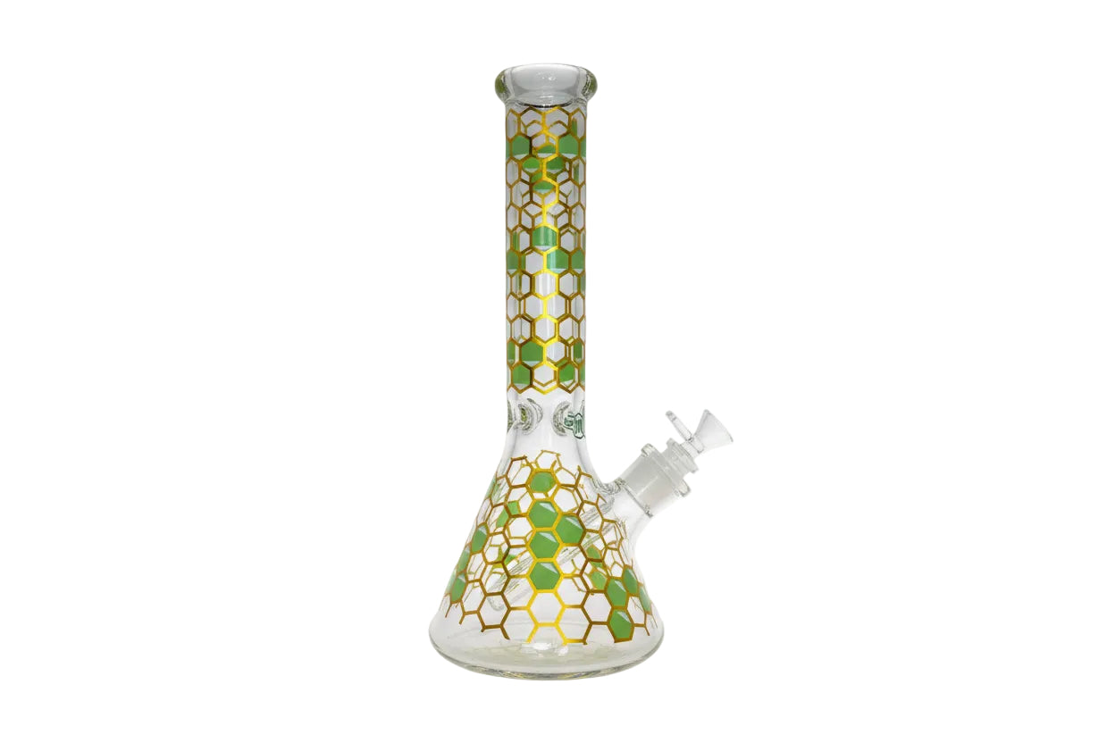 Wheel 14" 7mm Honeycomb Beaker Bong - Green - The Wee Smoke Shop