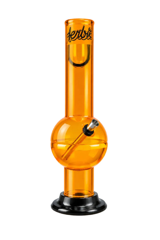 Herbies 12" Acrylic Bong-Orange on clear background