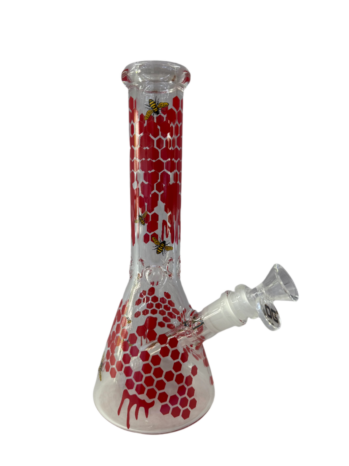 OG 10" Glass Honey Bee Beaker Bong - Red- The Wee Smoke Shop