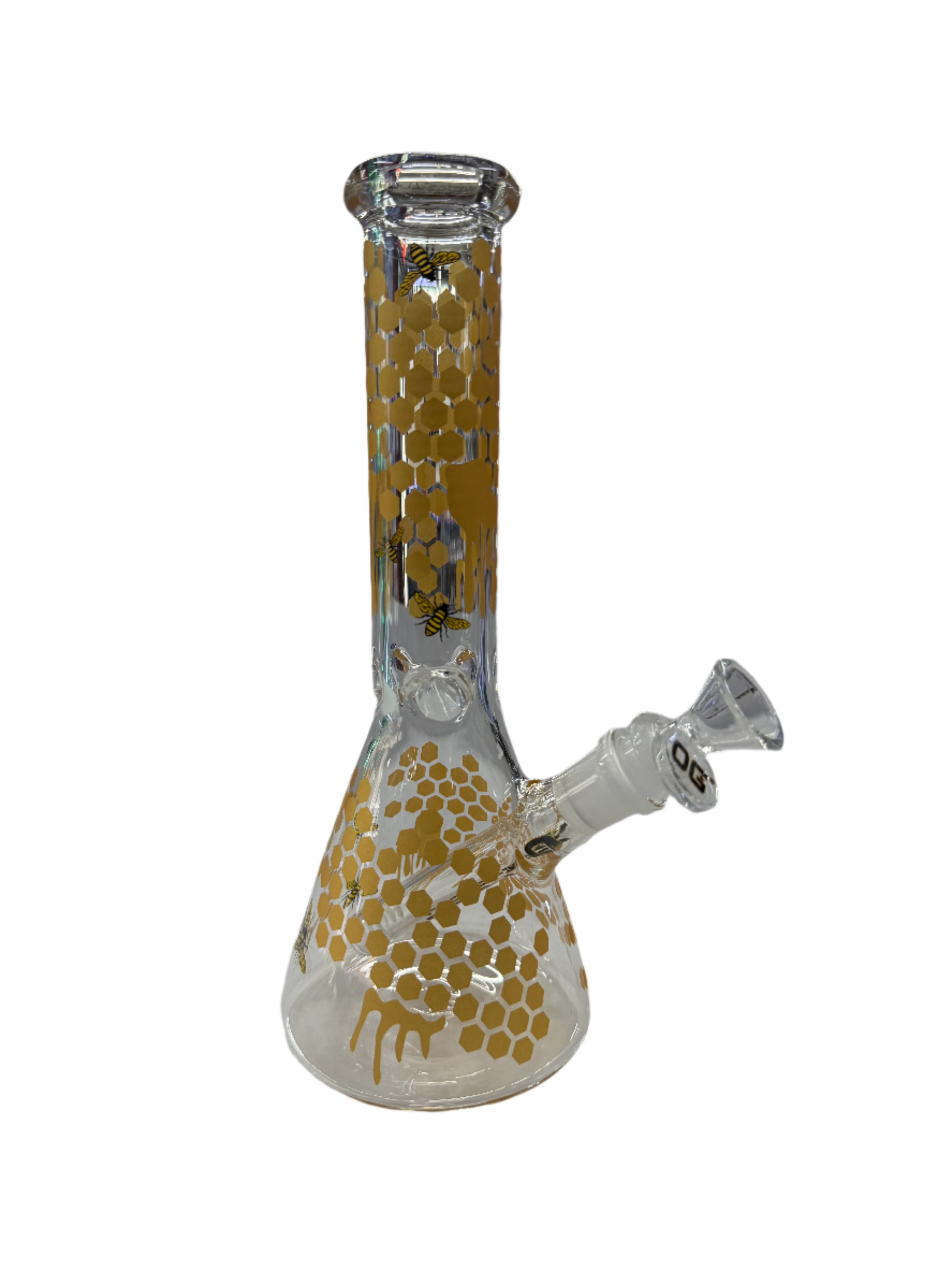 OG 10" Glass Honey Bee Beaker Bong - Yellow- The Wee Smoke Shop