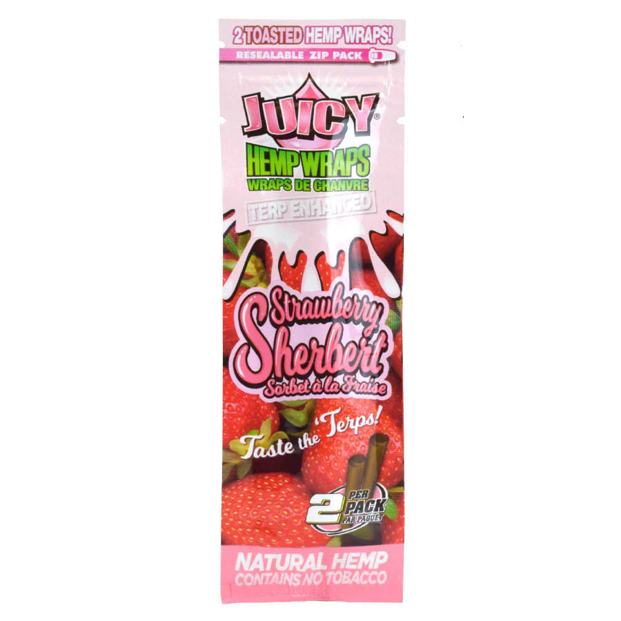 Hemp Wraps Juicy Jay Terp Enhanced - Strawberry Sherbert - The Wee Smoke Shop