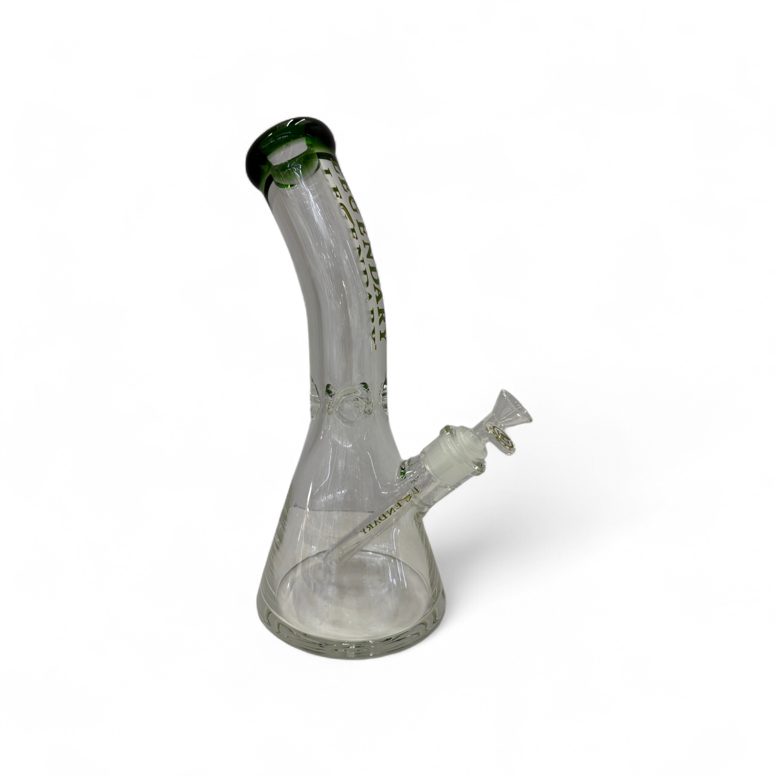 Legendary Bent Neck 12" 7mm Glass Bong - Green - The Wee Smoke Shop