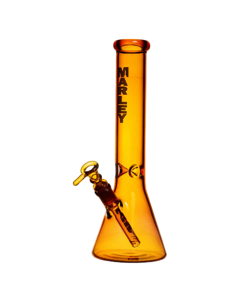 Marley 14" Colored Glass Beaker Bong - Amber - The Wee Smoke Shop
