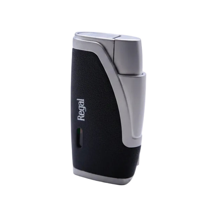Matte Silver Matte Silver Glossy Silver Regal Regency  3 Flame Torch Lighter On a White Background