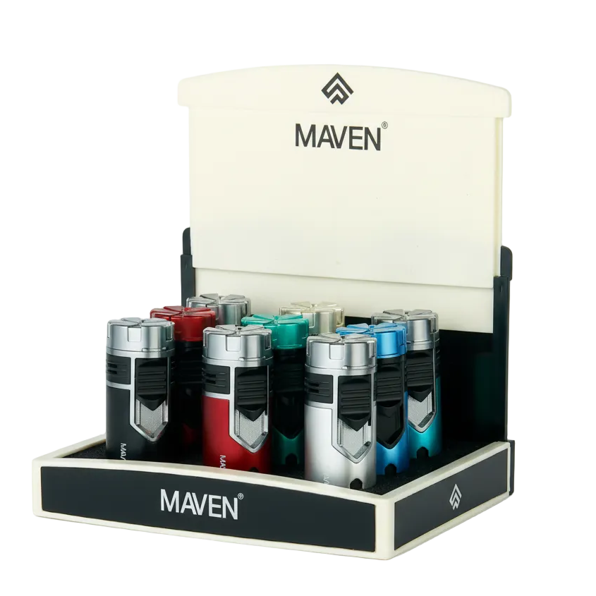 Display of Maven vape devices with a white background