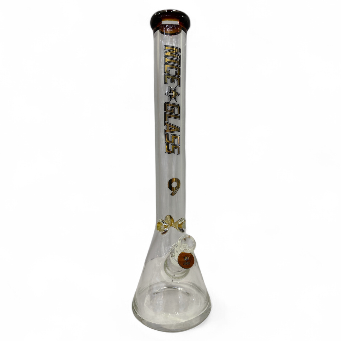 Nice Glass 18" 9mm Beaker Bong -Amber - The Wee Smoke Shop
