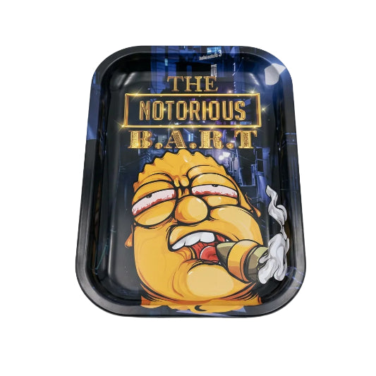 Featuring Notorious Bart Medium Rolling Tray displaying bart simpson as a zoinked out baller On white background