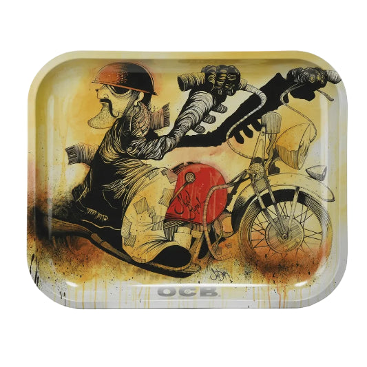 OCB Slow Burn Motorcycle Mini Rolling Tray ON White background
