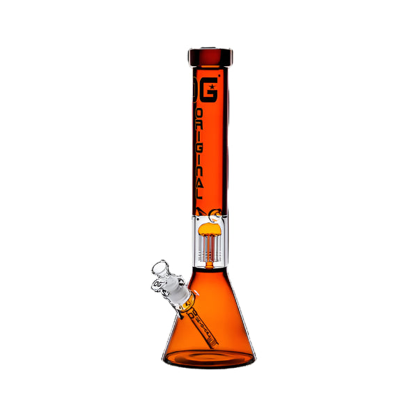 OG 18" Colorful Bong with Jellyfish Perc - Amber - The Wee Smoke Shop