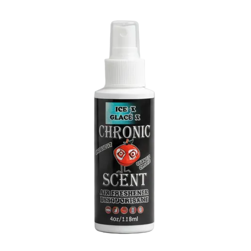 Spray bottle labeled 'Chronic Scent' Ice X on a white background