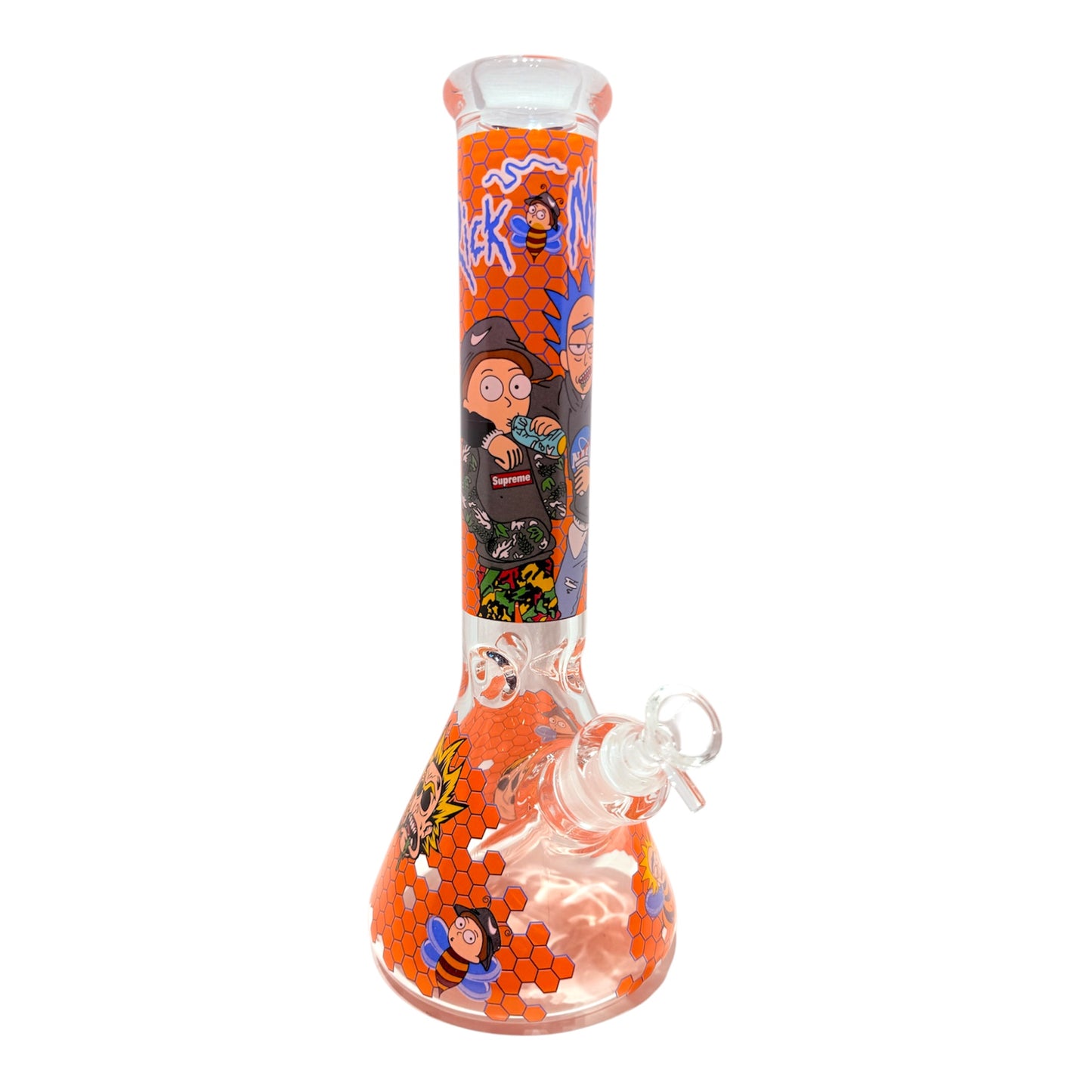 Glass smoking Bong with colorful character design on an white background - The Wee Smoke Shop