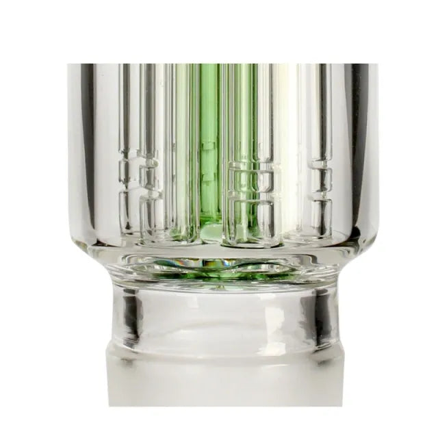 Clear glass with green interior on a white background