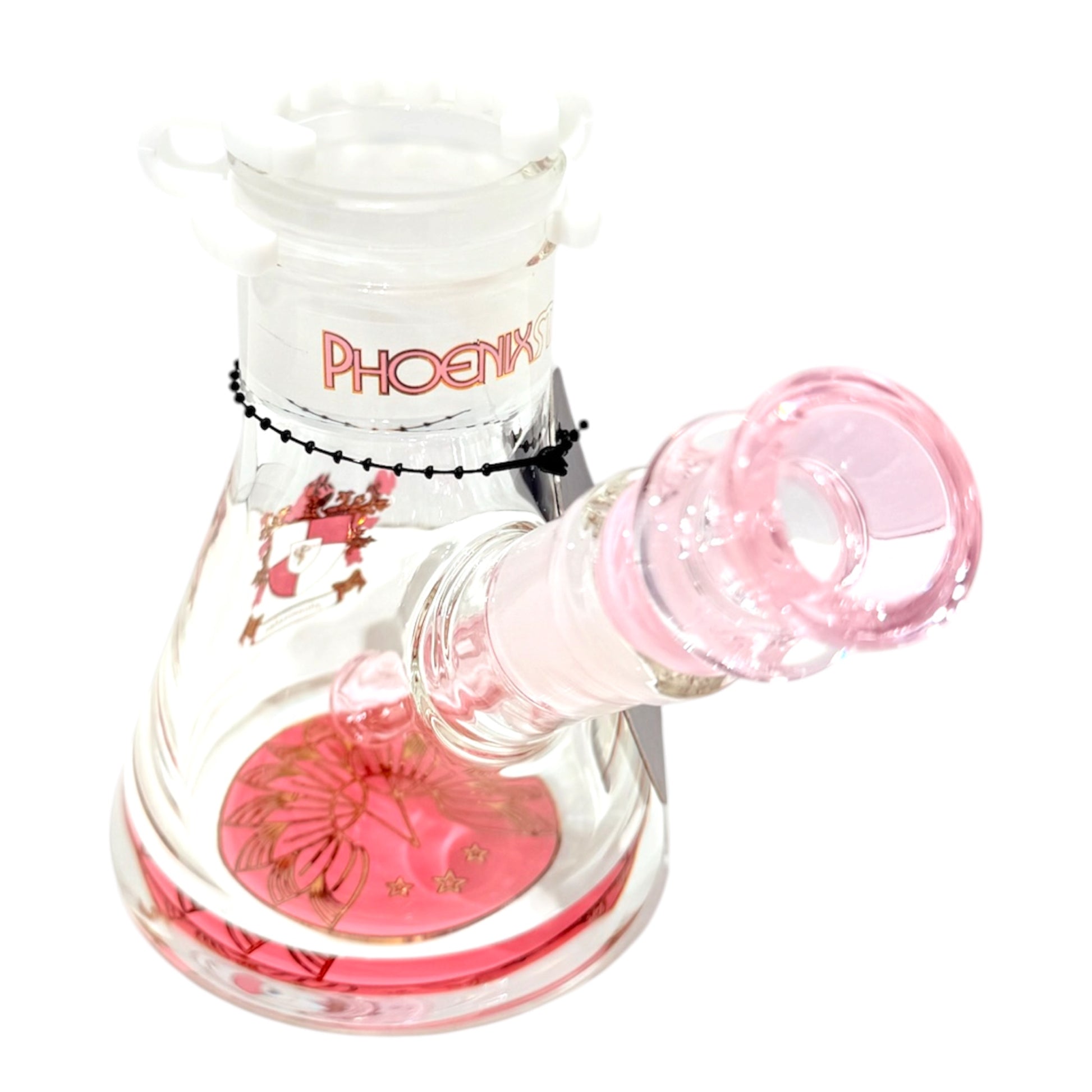 Phoenix 4.5" Build-a-Bong Base Pink with 'Phoenix' branding on a white background