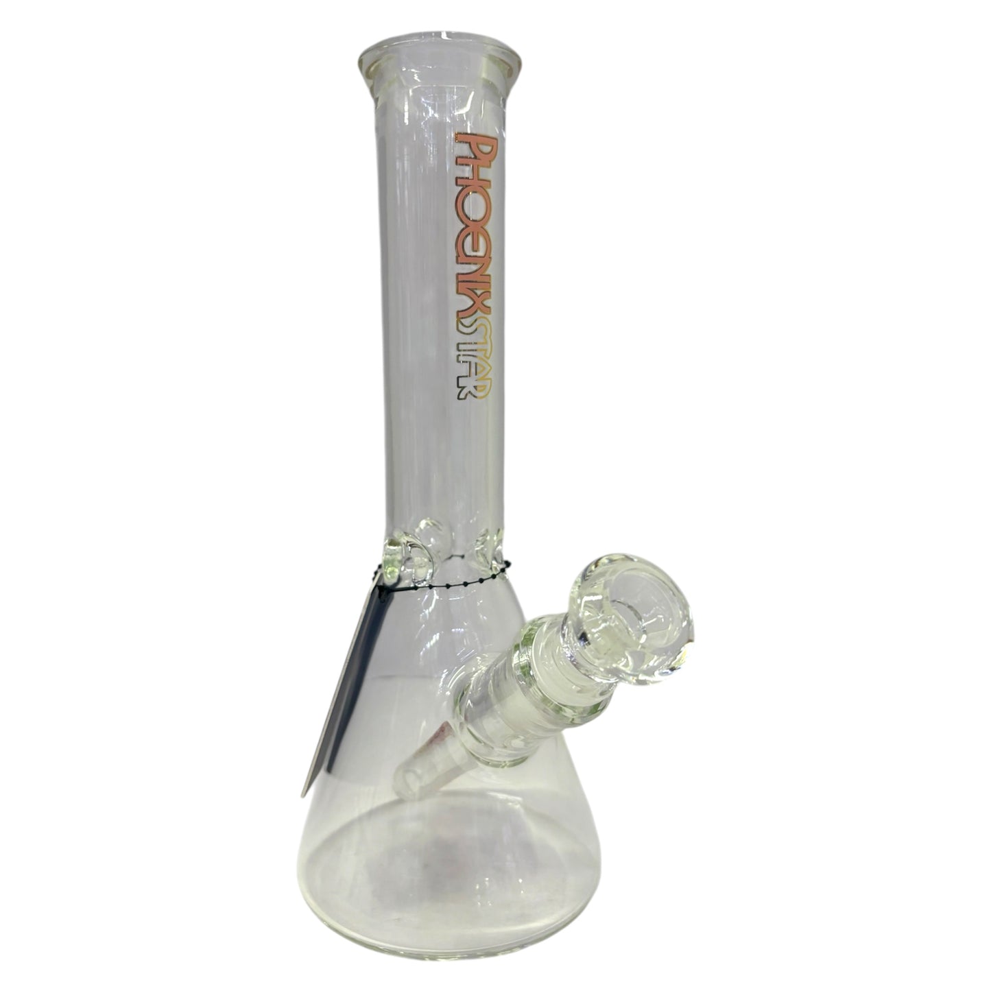 Phoenix Star clear glass beaker bong with pink logo, water bong with angled downstem and removable bowl, smoking accessory - The Wee Smoke Shop