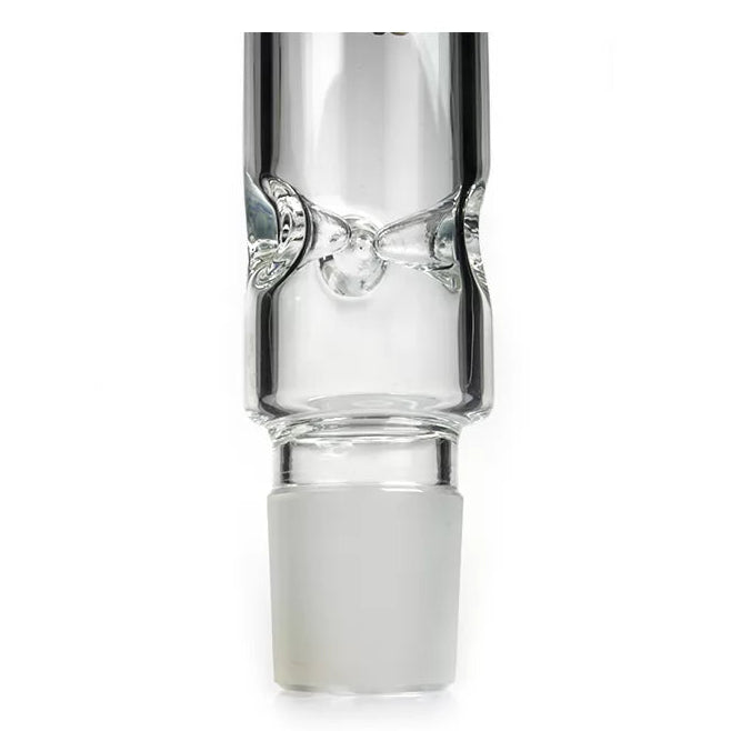 Clear glass smoking accessory on a white background