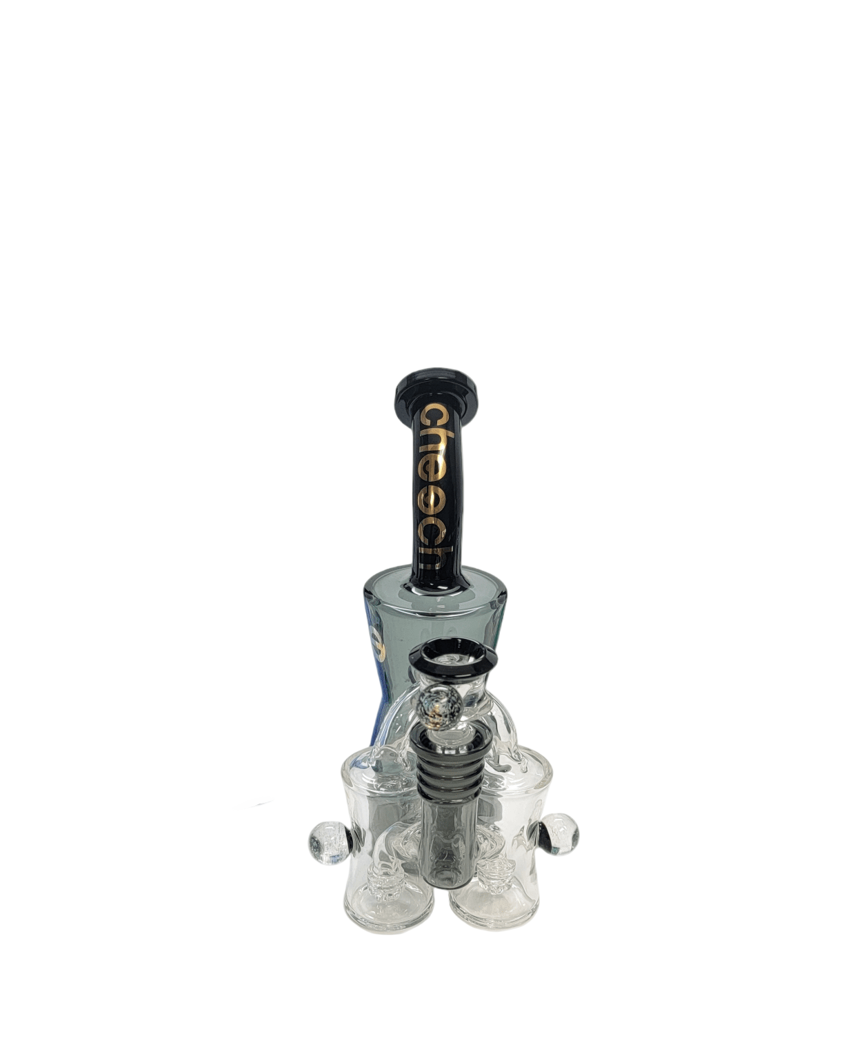 Cheech 8" Black Double Recycler Rig - The Wee Smoke Shop