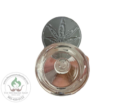 Black-Glass Bowl 14mm Weed Leaf Handle-Bowls-The Wee Smoke Shop