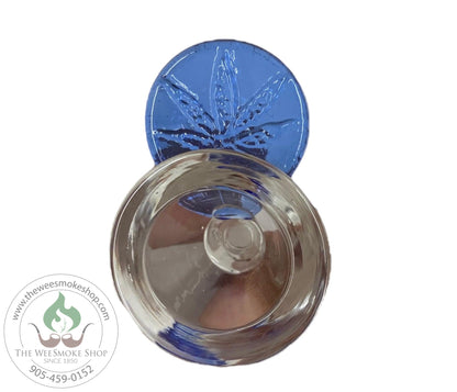 Blue-Glass Bowl 14mm Weed Leaf Handle-Bowls-The Wee Smoke Shop