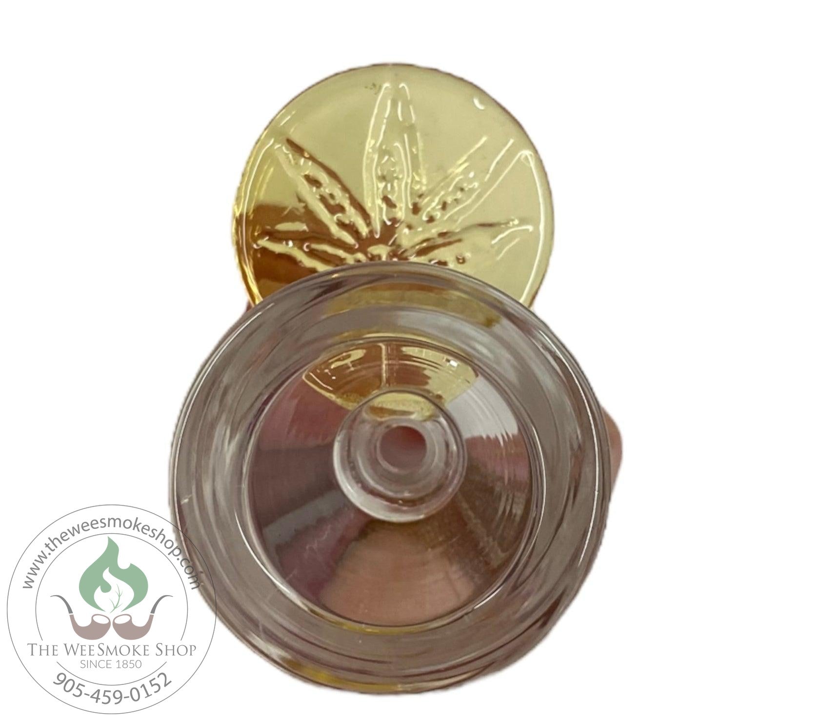 Gold-Glass Bowl 14mm Weed Leaf Handle-Bowls-The Wee Smoke Shop