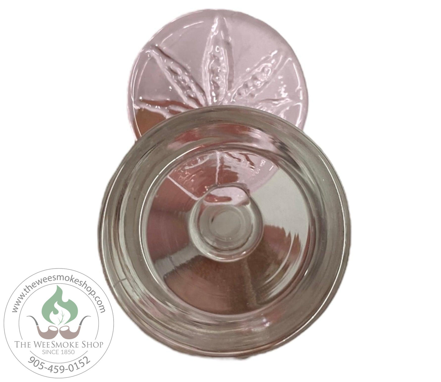 Pink-Glass Bowl 14mm Weed Leaf Handle-Bowls-The Wee Smoke Shop
