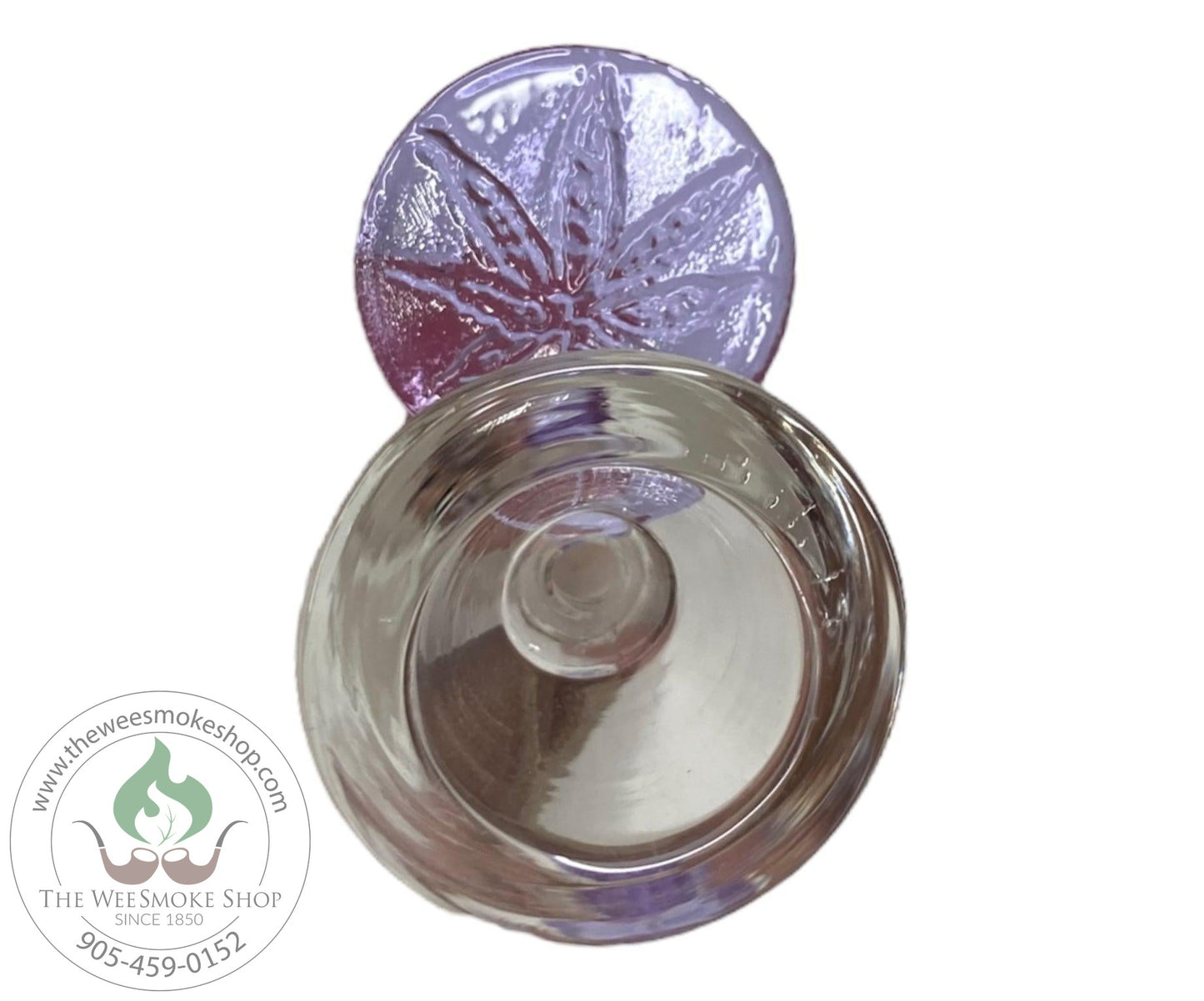 Purple-Glass Bowl 14mm Weed Leaf Handle-Bowls-The Wee Smoke Shop
