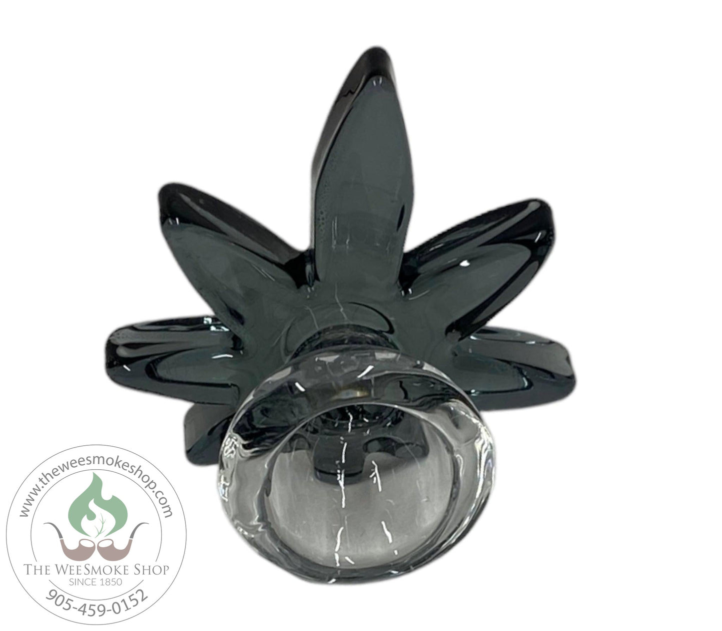 Black-Cannabis Leaf Glass Bowl 14mm-Bowls-The Wee Smoke Shop