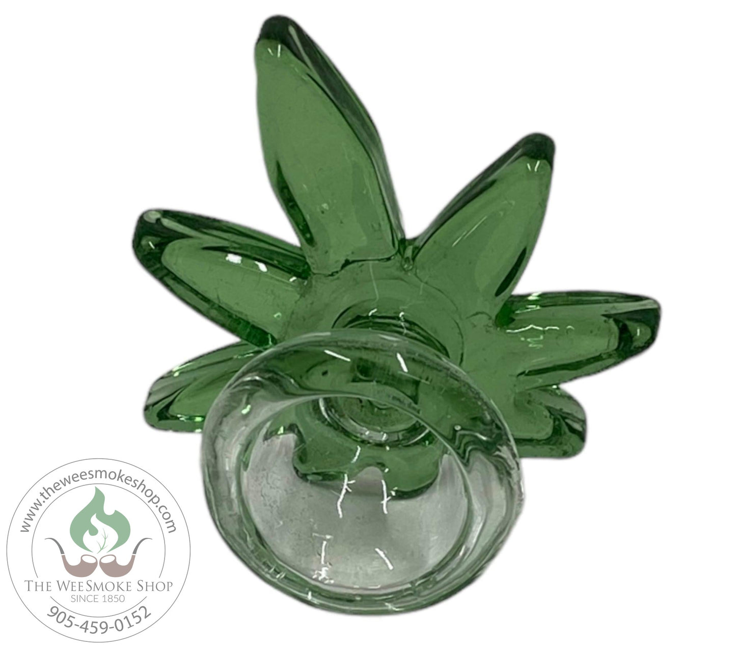 Green-Cannabis Leaf Glass Bowl 14mm-Bowls-The Wee Smoke Shop