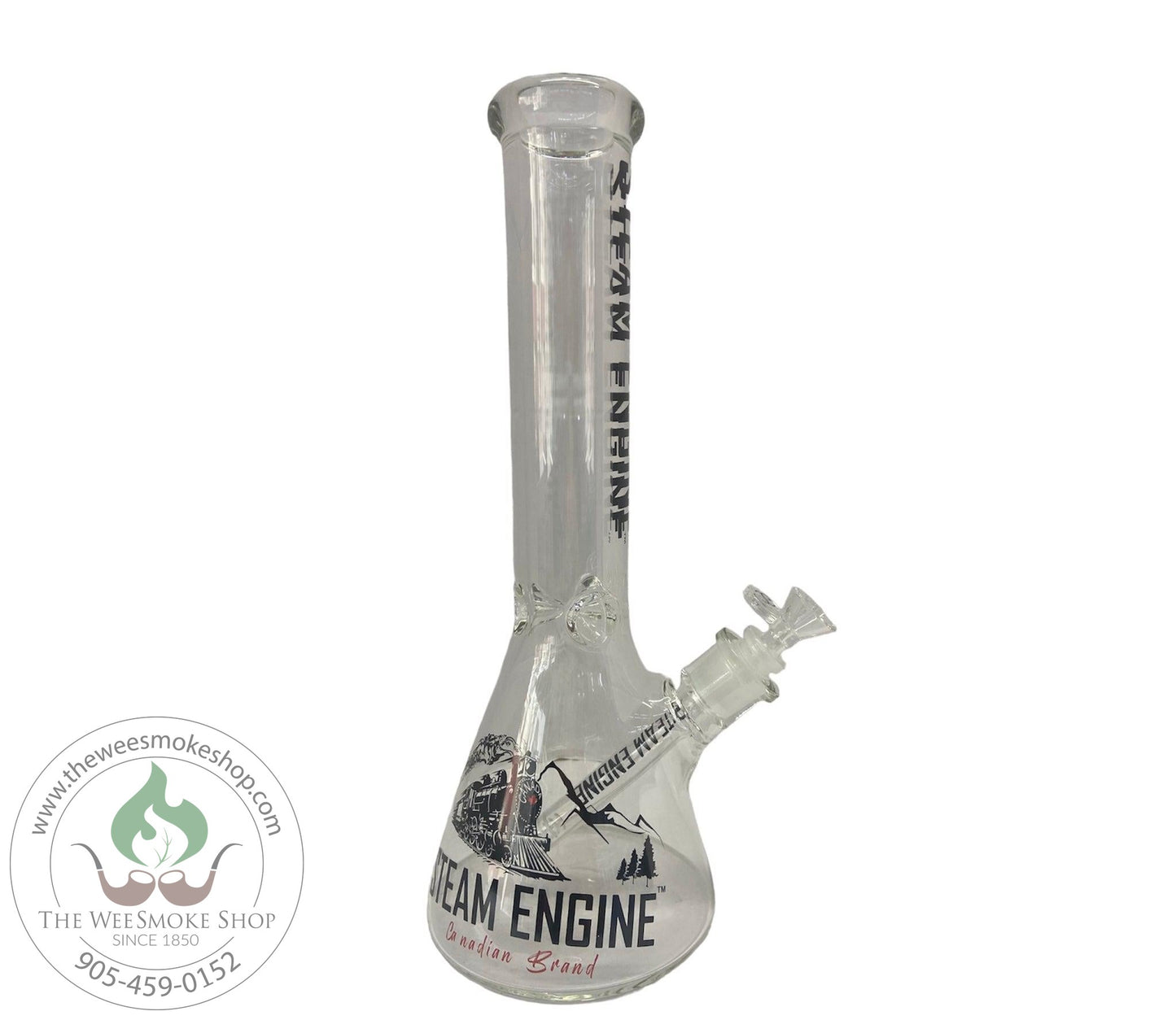 Steam Engine 14" Glass Bong (7mm)-Black-Bongs-The Wee Smoke Shop