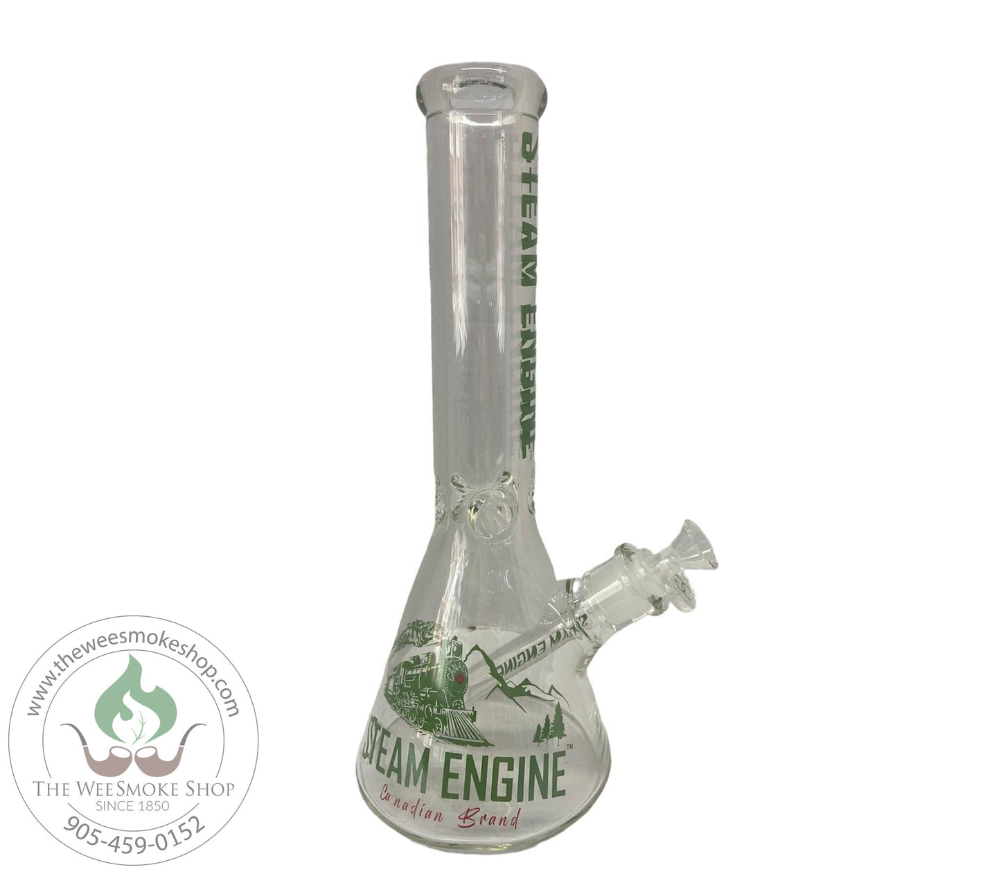 Steam Engine 14" Glass Bong (7mm)-Dark Green-Bongs-The Wee Smoke Shop