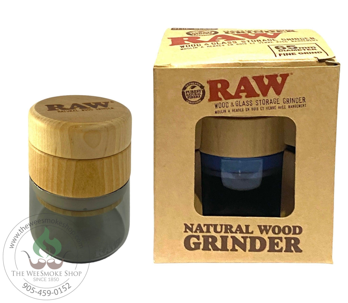 Raw Wood and Glass 3-Part Grinder-Raw-The Wee Smoke Shop