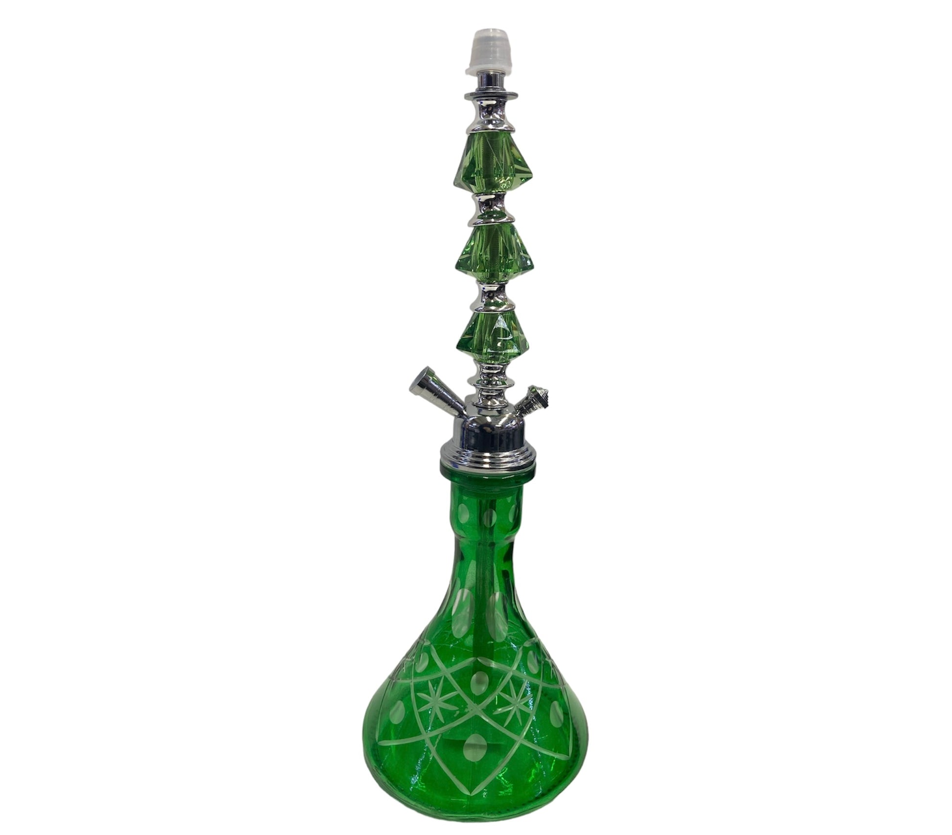 Green-Etched 16" 1 Hose Flower Hookah-The Wee Smoke Shop