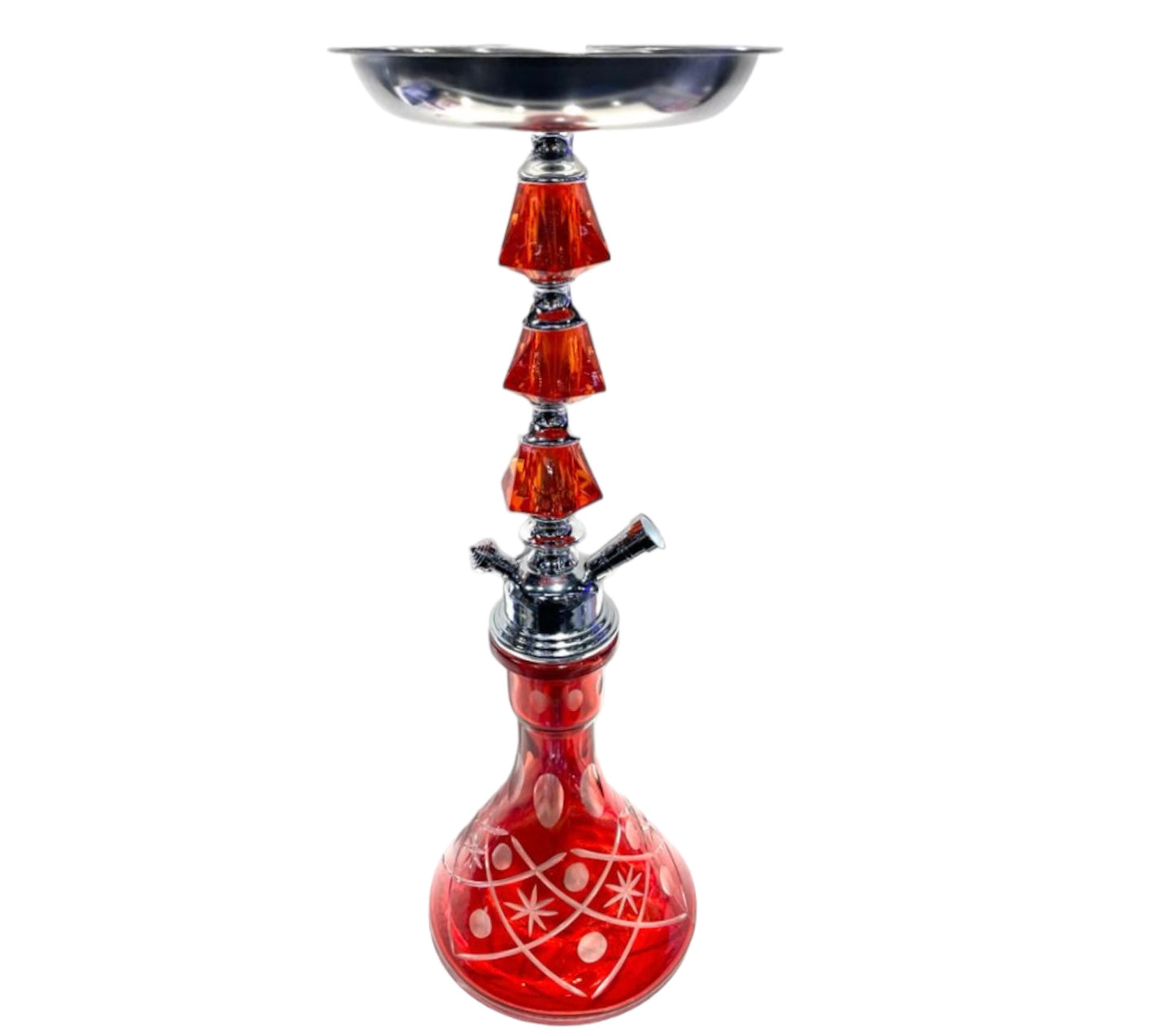 Red-Etched 16" 1 Hose Flower Hookah-The Wee Smoke Shop