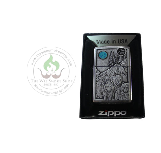 Zippo Wolf Pack and Moon Emblem Design - Zippo - The Wee Smoke Shop