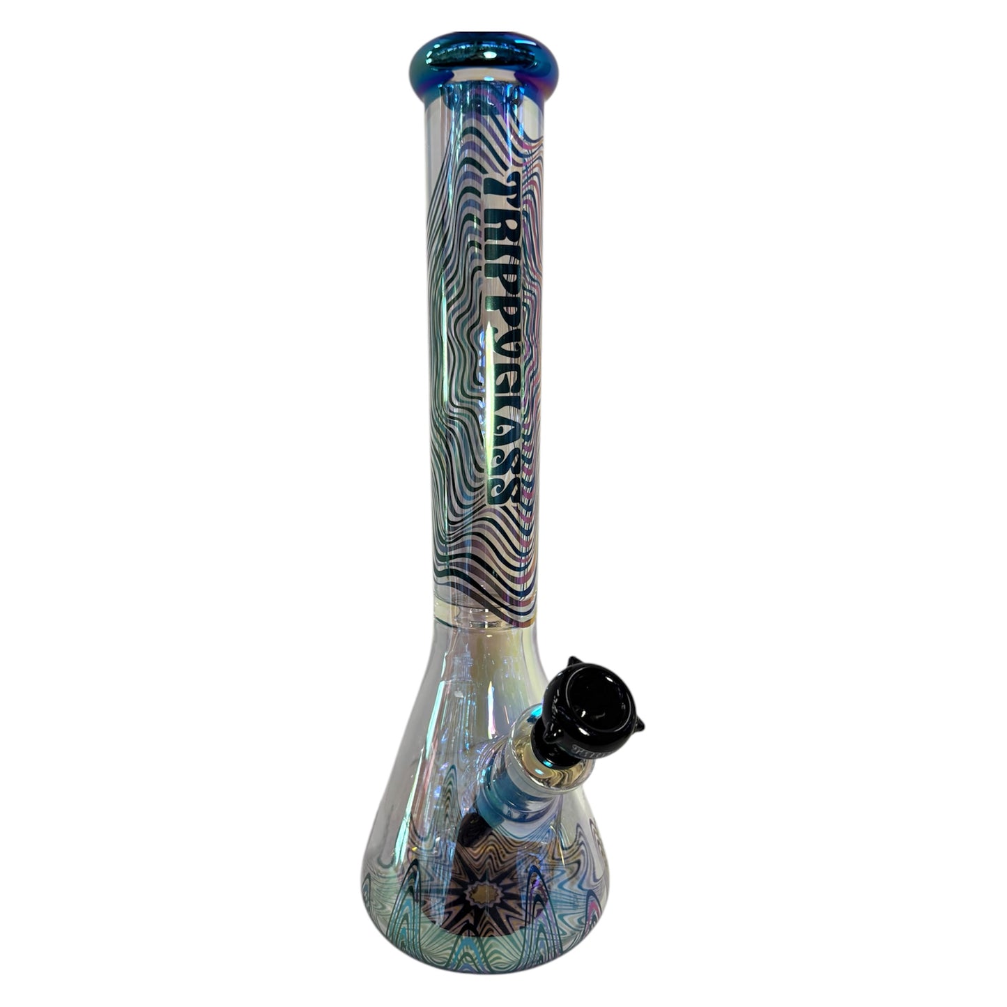 Trippy Glass 16" Colour Shifting Bong (9mm)-Black-The Wee Smoke Shop