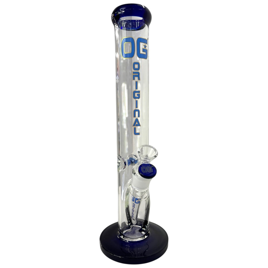 Blue OG 14" Glass Straight Shooter Bong (7mm)-Blue-The Wee Smoke Shop