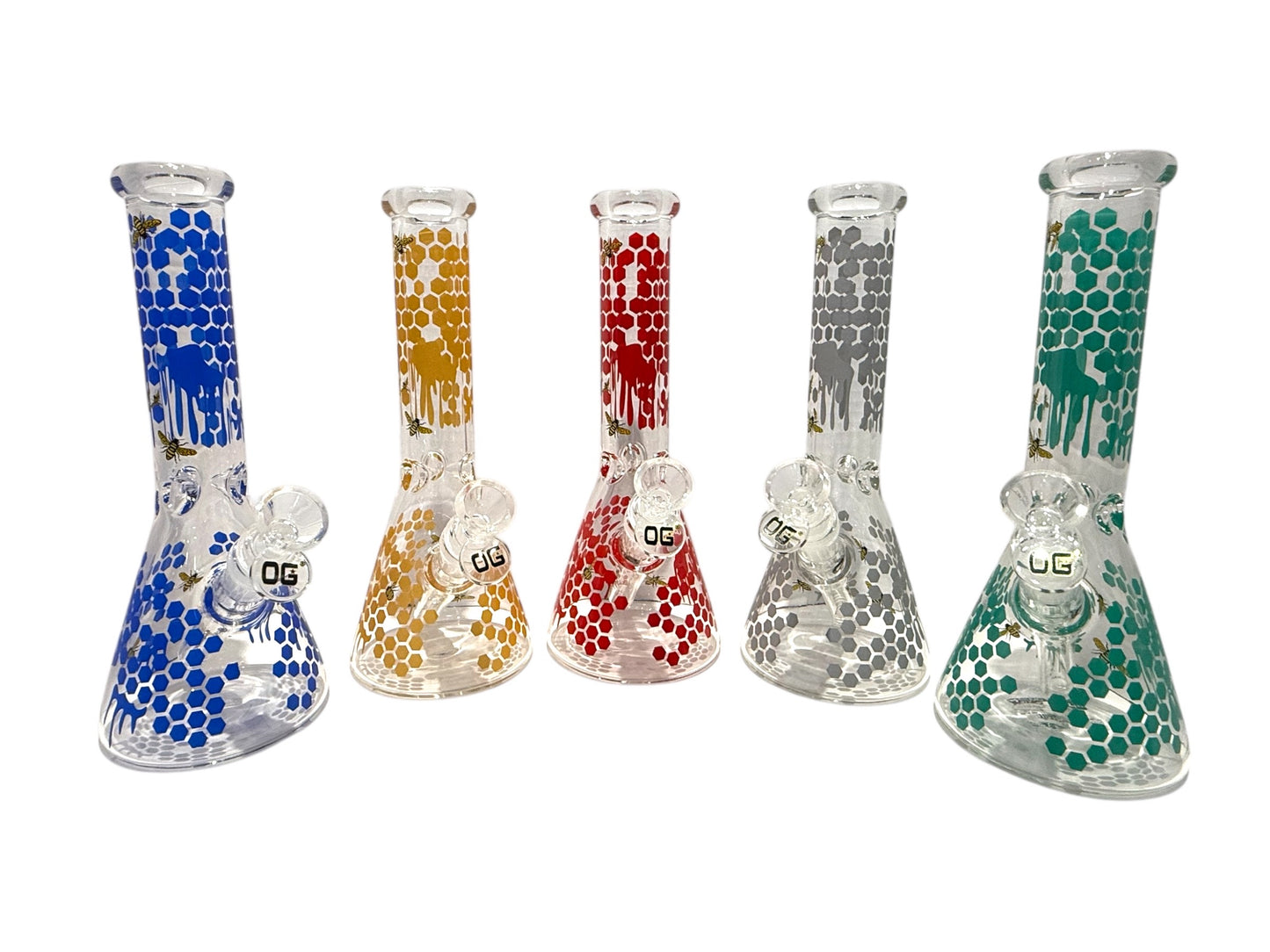 OG 10" Glass Honey Bee Beaker Bong - The Wee Smoke Shop