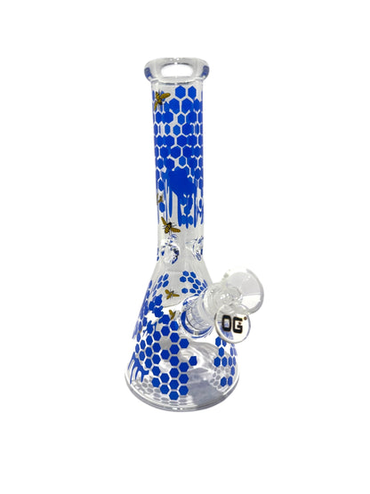 OG 10" Glass Honey Bee Beaker Bong - Blue - The Wee Smoke Shop