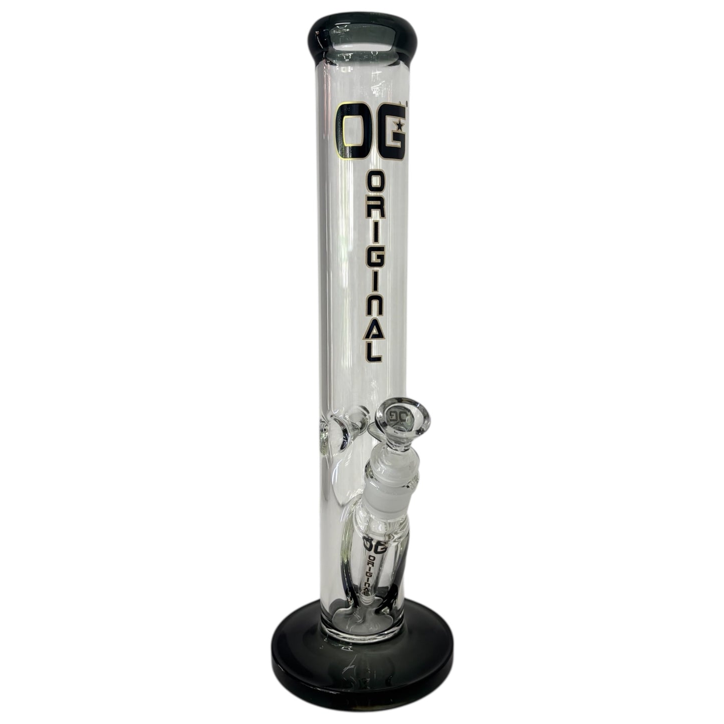 Black OG 14" Glass Straight Shooter Bong (7mm)-Black-The Wee Smoke Shop