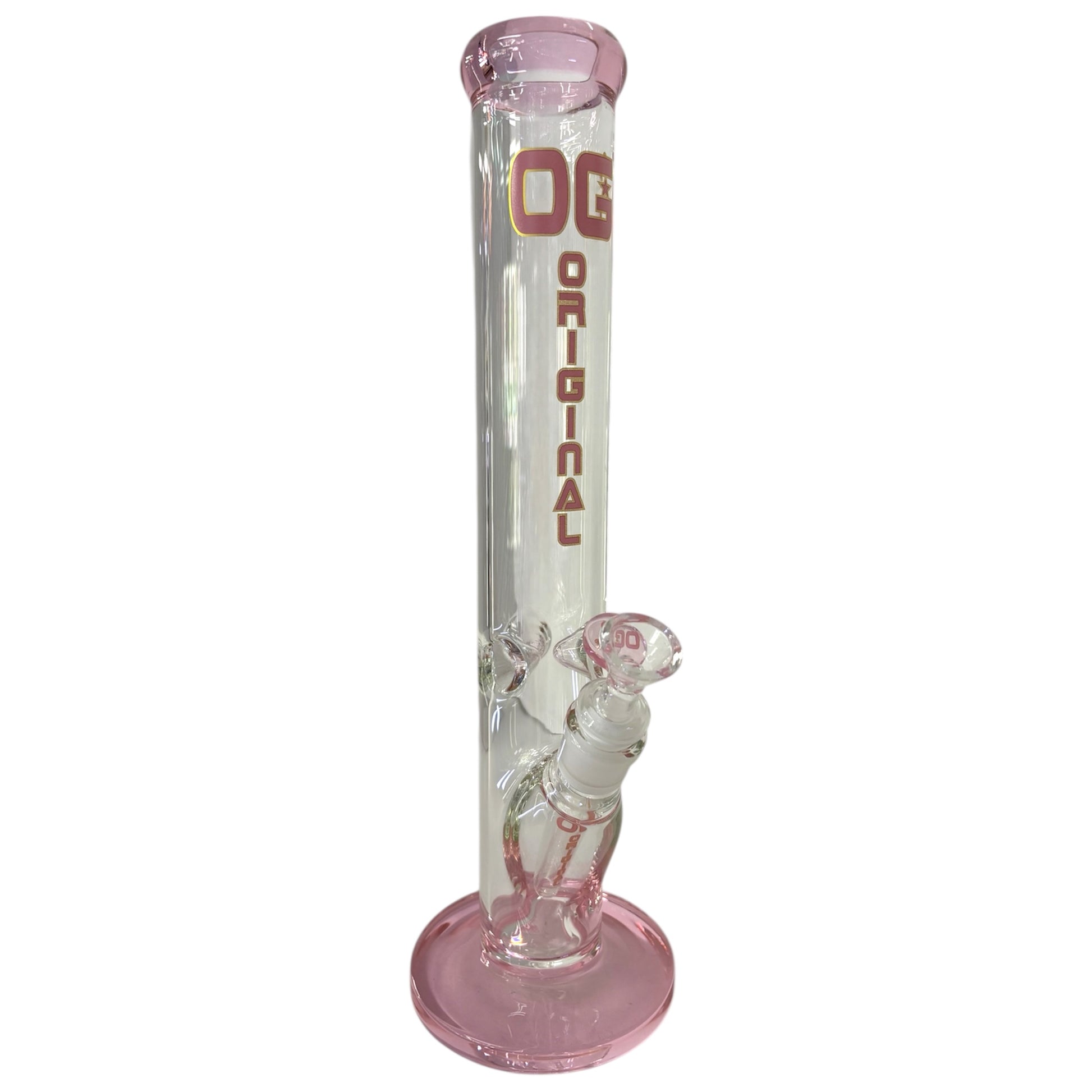Pink OG 14" Glass Straight Shooter Bong (7mm)-Pink-The Wee Smoke Shop
