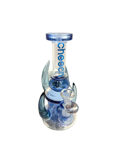 Cheech Clear Glass Horned 8" Dab Rig (CHE - 093,CHE-095) - Blue - The Wee Smoke Shop