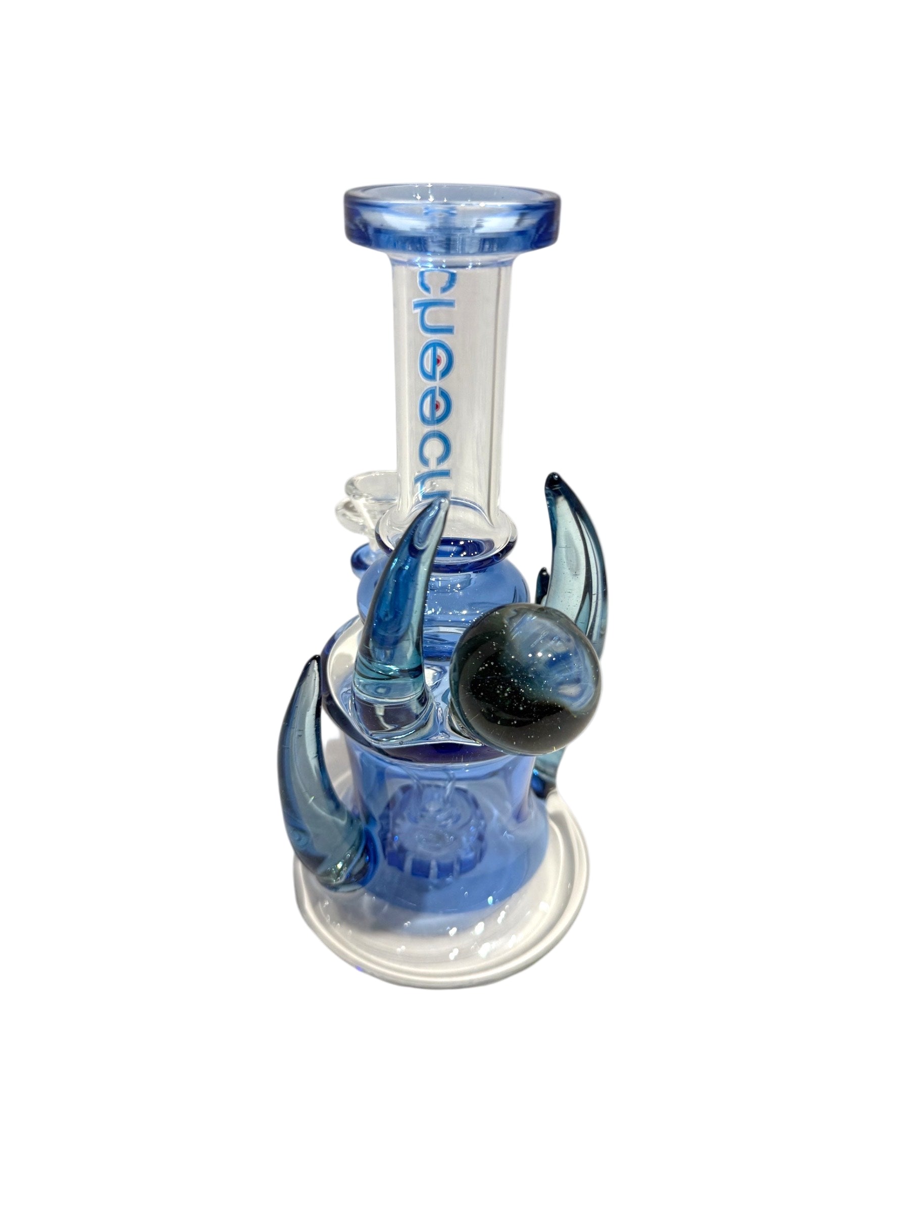Cheech Clear Glass Horned 8" Dab Rig (CHE - 093,CHE-095) - Blue - The Wee Smoke Shop