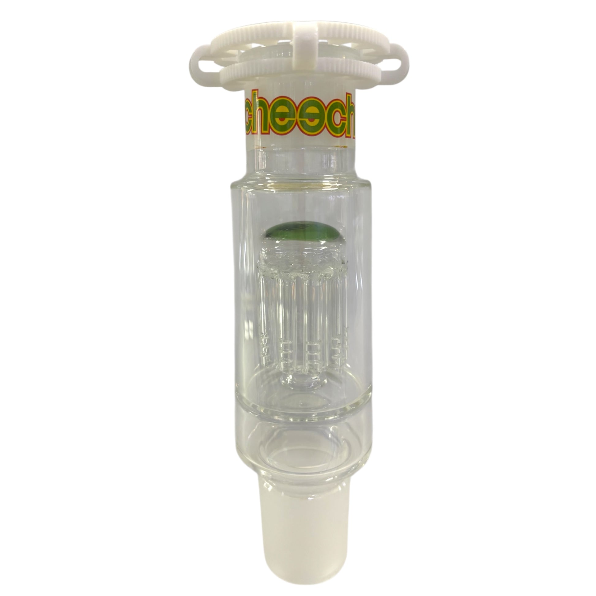 Clear glass Cheech bong attachment with high-flow multi-arm jelly percolator and joint connection