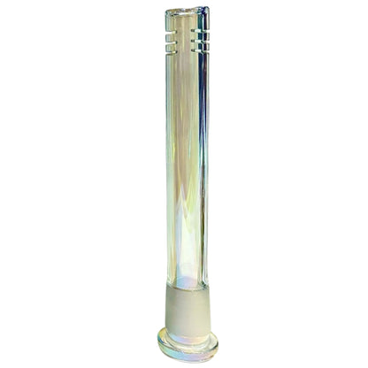 Iridescent electroplated glass bong downstem with rainbow colour shift and 14mm frosted joint.-The Wee Smoke Shop