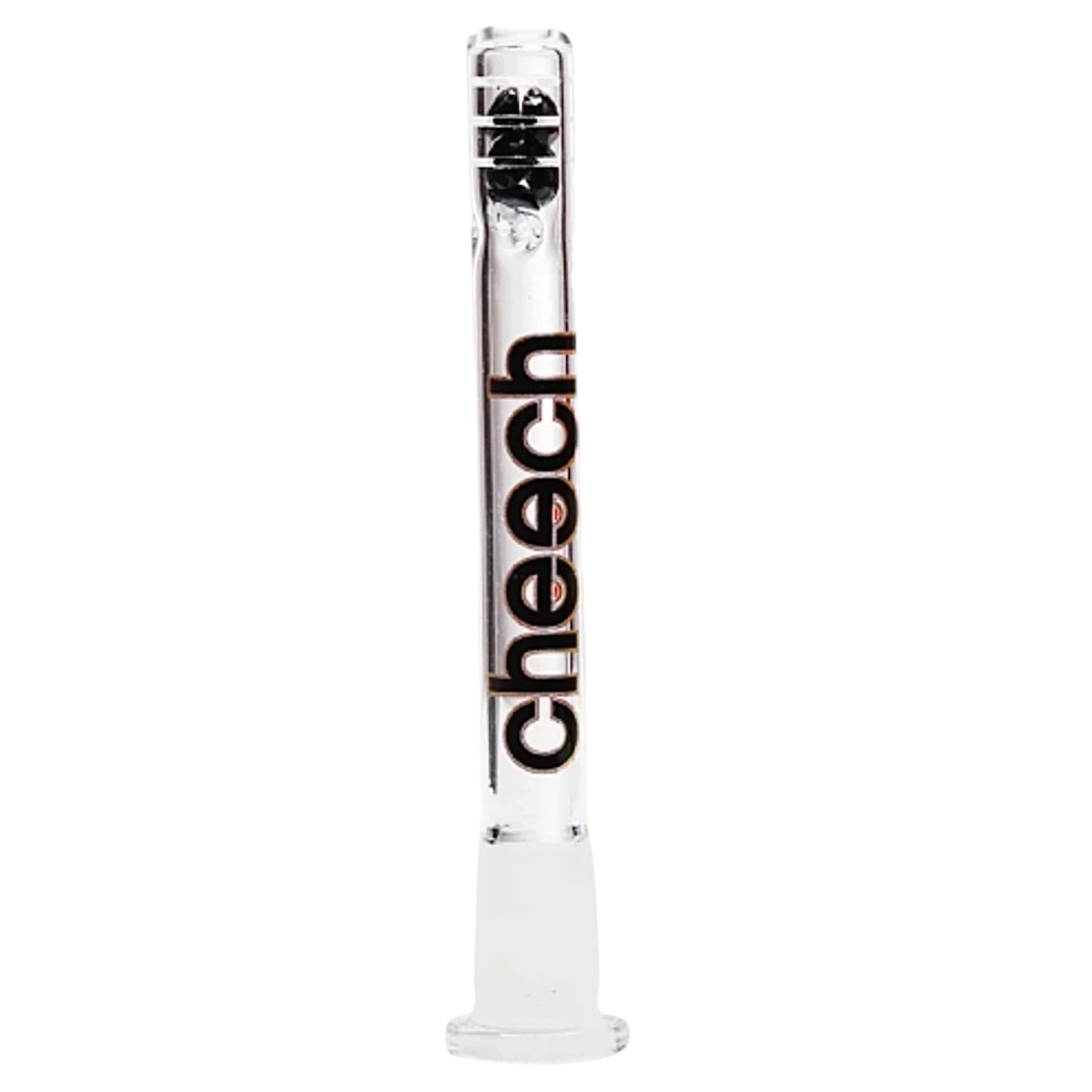 Cheech 14mm glass bong downstem with black diamond-shaped glass beads and clear glass body. - The Wee Smoke Shop