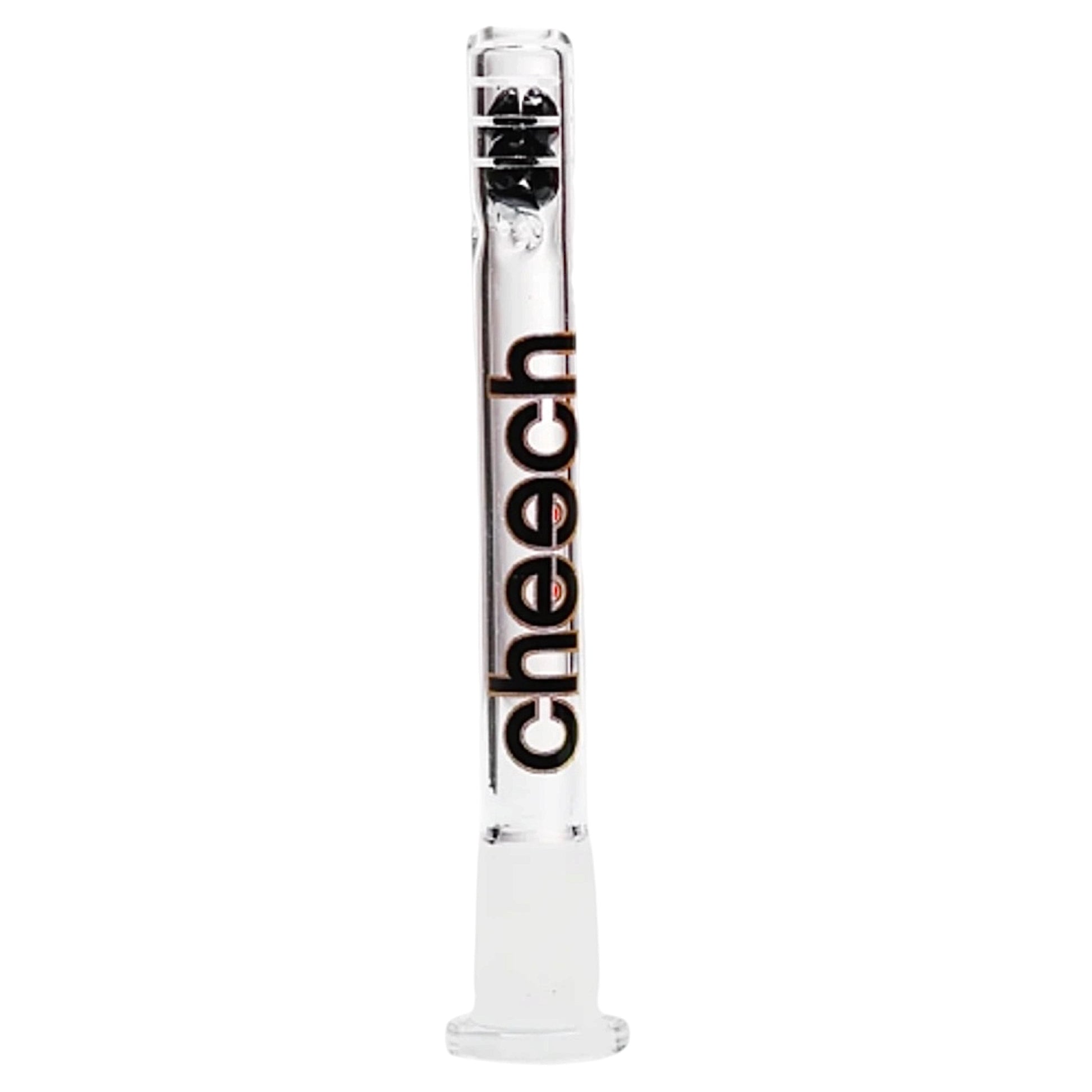 Cheech 14mm glass bong downstem with black diamond-shaped glass beads and clear glass body. - The Wee Smoke Shop