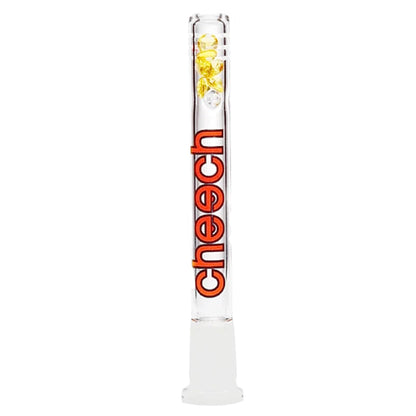 Cheech 14mm glass bong downstem with gold diamond-shaped glass beads and clear glass body. - The Wee Smoke Shop